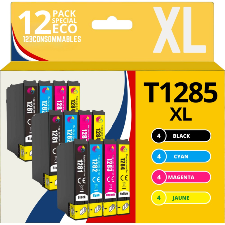 ✅ Pack compatible avec EPSON T1285, 12 cartouches couleur pack en stock