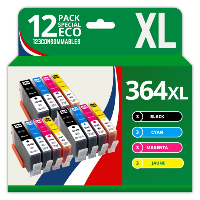 Pack 12 cartouches compatibles HP 364 XL Pack 12 cartouches compatibles HP 364 XL
