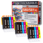Pack 15 Cartouches compatibles CANON PGI-580 CLI-581 XL Pack 15 Cartouches compatibles CANON PGI-580 CLI-581 XL