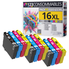 ✅ Pack 12 cartouches compatibles EPSON 16XL couleur pack en stock