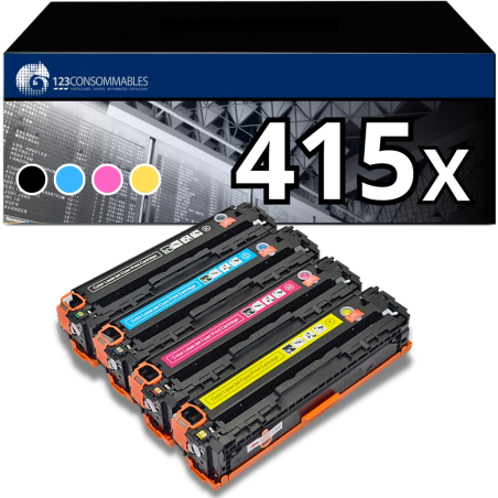 ✅ Pack 4 toners compatibles HP 415X couleur pack en stock
