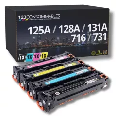 Pack de 4 toners compatible CANON 716/731 - HP 125A/128A/131A