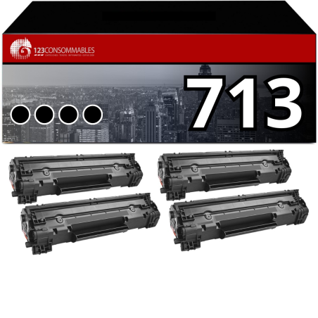 ✅ Pack 4 Toners compatible CANON 713 noir couleur Noir en stock