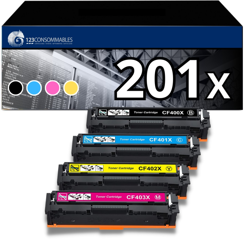 Pack 4 toners compatible HP 201XL Pack 4 toners compatible HP 201XL