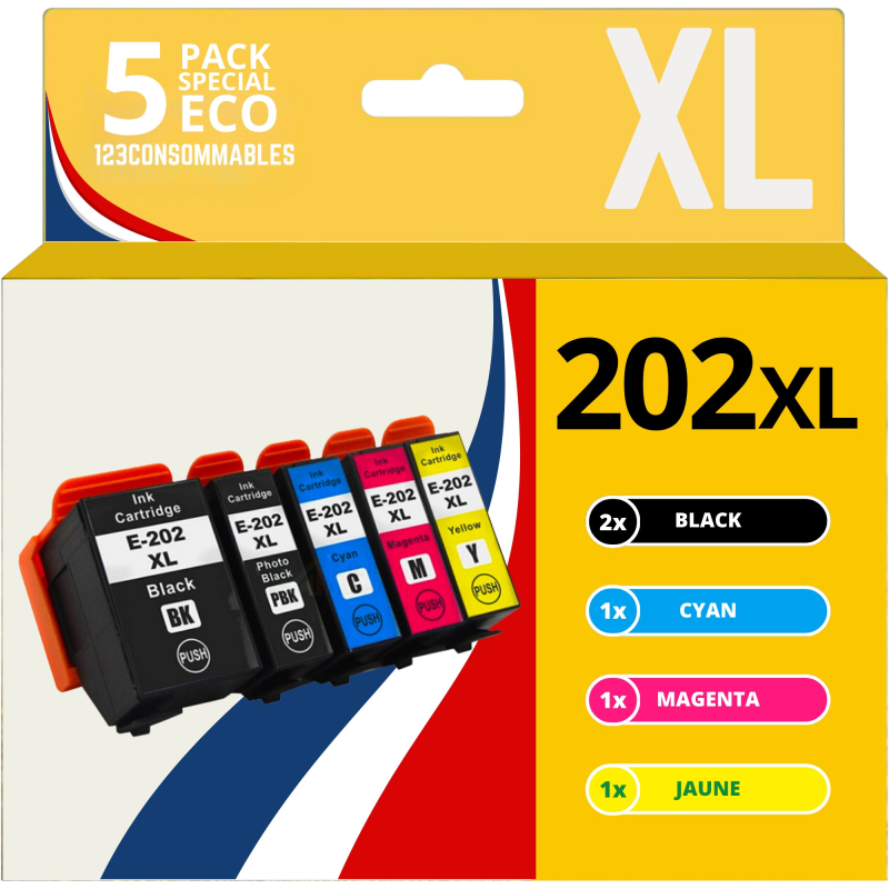 Pack compatible EPSON 202 XL 5 cartouches Pack compatible EPSON 202 XL 5 cartouches
