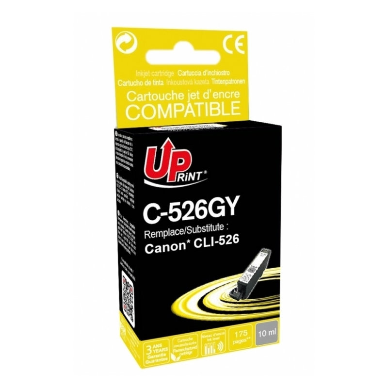 Cartouche encre UPrint compatible CANON CLI-526 GY gris Cartouche encre UPrint compatible CANON CLI-526 GY gris