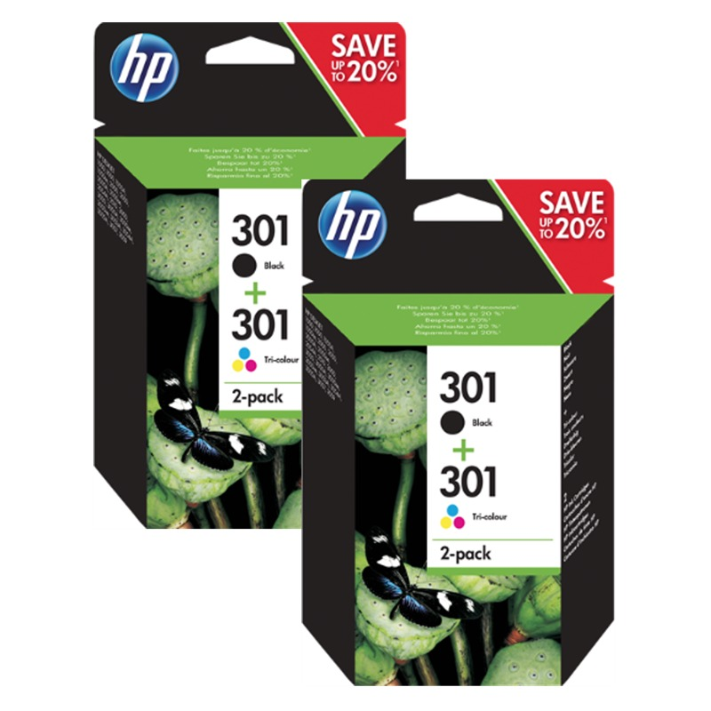 HP 301 Pack de 2x2 Cartouches d’Encre Noire et Couleur