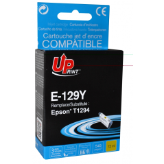 ✅ Cartouche encre UPrint compatible EPSON T129 XL jaune couleur jaune en stock