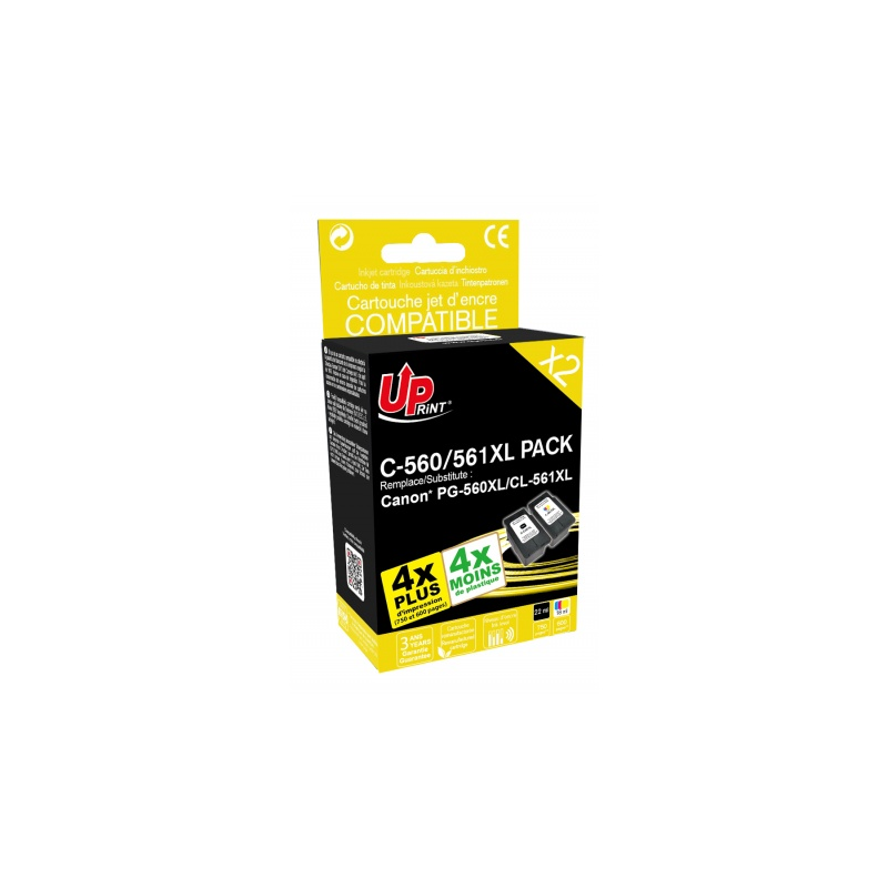 Pack UPrint 2 cartouches compatible CANON PG-560 XL/CL-561 XL