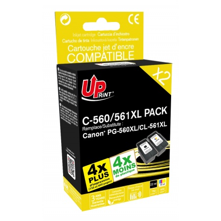✅ Pack UPrint 2 cartouches compatible CANON PG-560 XL/CL-561 XL couleur pack en stock
