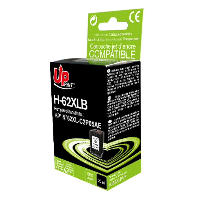 Cartouche encre UPrint compatible HP 62 XL noir