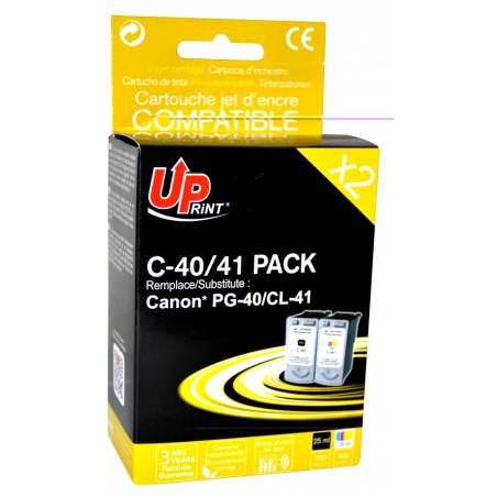 ✅ Pack UPrint compatible CANON PG40/CL41, 2 cartouches couleur pack en stock
