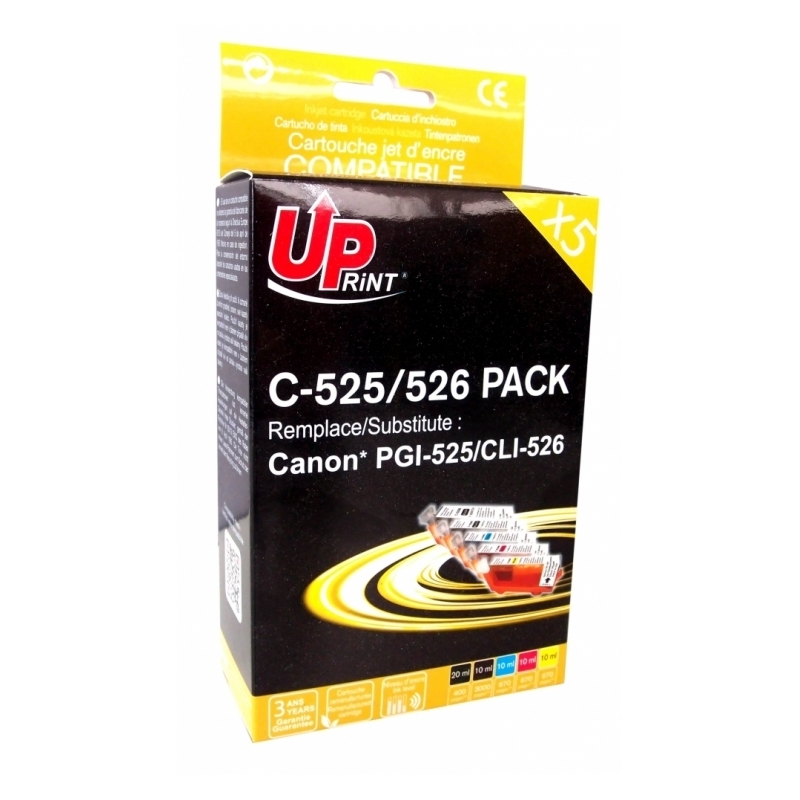 Pack UPrint compatible CANON PGI525/CLI526, 5 cartouches Pack UPrint compatible CANON PGI525/CLI526, 5 cartouches