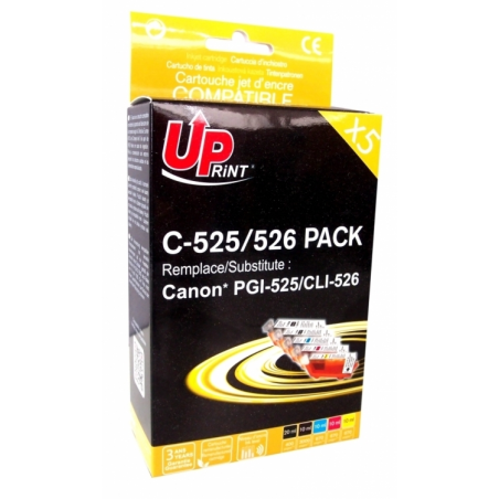 ✅ Pack UPrint compatible CANON PGI525/CLI526, 5 cartouches couleur pack en stock