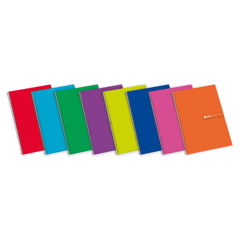 LOT de 5 Cahier à Spirale Enri Status Fº Couverture Extra Rigide 4x4 - Couverture Rigide Résistante - Carnet avec Marge - 100