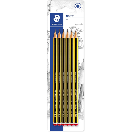 ✅ Staedtler Noris 120 Lot de 6 crayons graphite hexagonaux - Mine 2HB - Résistance à la rupture - Bois issu de en stock