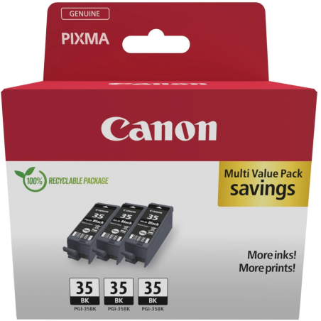 ✅ Canon PGI-35BK Multipack de 3 cartouches d'encre noire originales - 1509B028 couleur Noir en stock