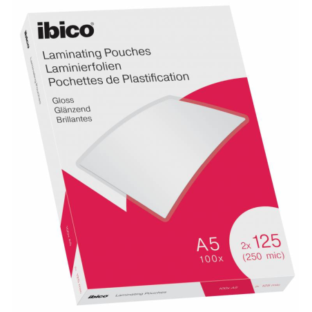 ✅ Portefeuilles de plastification Ibico Gloss A5 250 microns - Finition cristal haute brillance - Papier laminé en stock