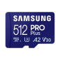 Carte Micro SDXC Samsung PRO Plus 512 Go UHS-I U3 A2 V30 Classe 10 avec adaptateur SD