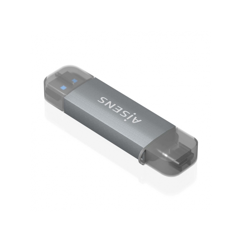 Lecteur de cartes Aisens USB-C et USB-A - Compatible avec SD, Micro SD, MMC, RS-MMC - Supporte USB 3.1 Gen1 - Compatible avec