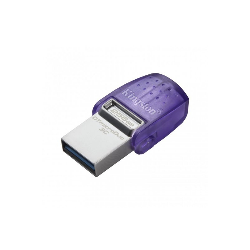 Kingston DataTraveler microDuo 3C Mémoire USB-A + USB-C 256 Go 3.2 Gen 1 - Vitesse de lecture 200 Mo/s - Capuchon de protection