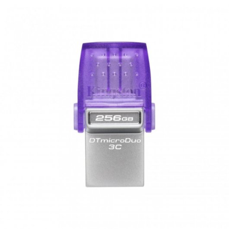Kingston DataTraveler microDuo 3C Mémoire USB-A + USB-C 256 Go 3.2 Gen 1 - Vitesse de lecture 200 Mo/s - Capuchon de protection