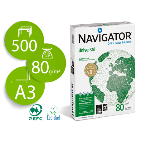 ✅ Lot 5 Papier A3 Navigator 80g 297x420mm couleur Blanc en stock