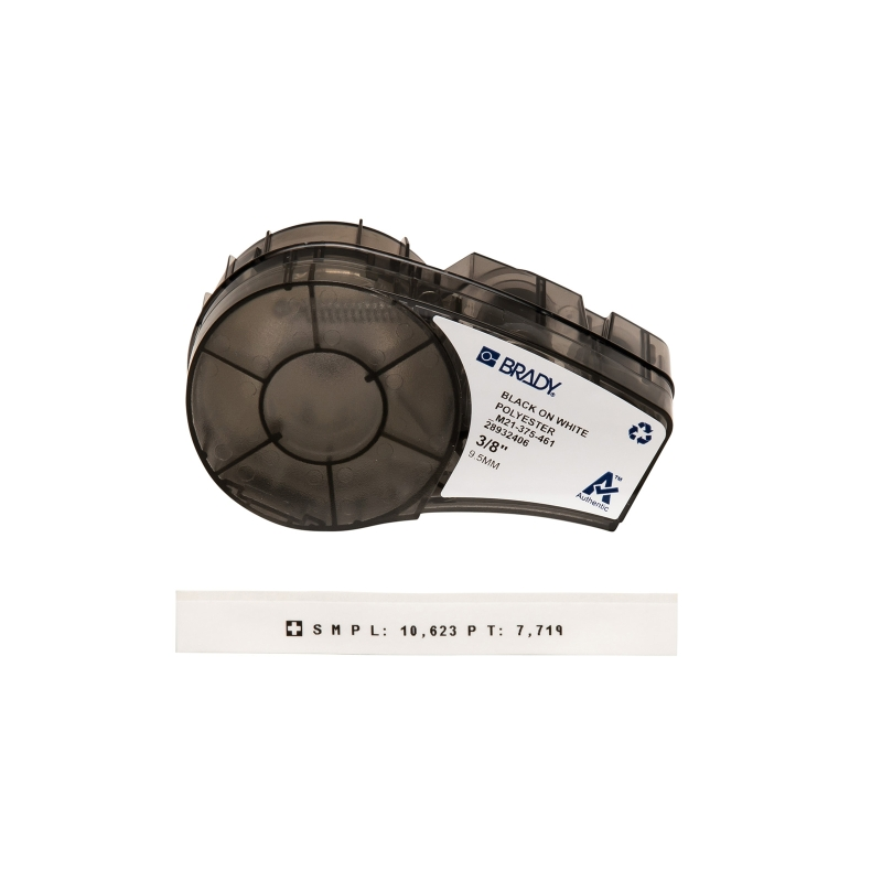 Ruban d'étiquettes en polyester Brady M21-375-461-AW Original - Texte noir sur fond blanc - Largeur : 9,53 mm  longueur : 6,40 m