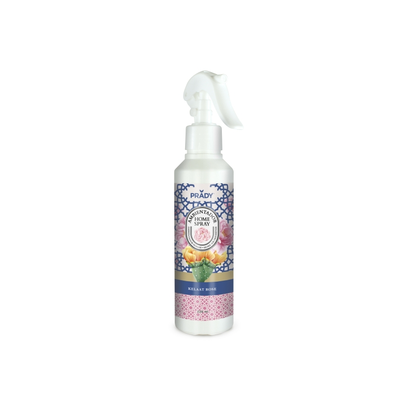 Spray désodorisant Prady Home à la rose Kelaat - Flacon de 220 ml - Flacon vaporisateur