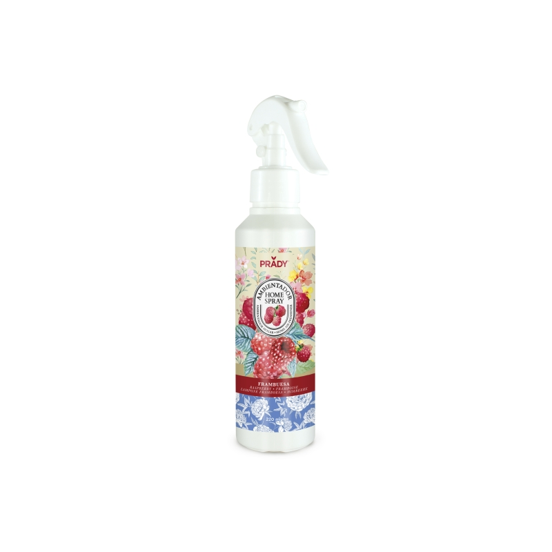 Spray désodorisant d'intérieur à la framboise Prady - Flacon de 220 ml - Flacon pulvérisateur