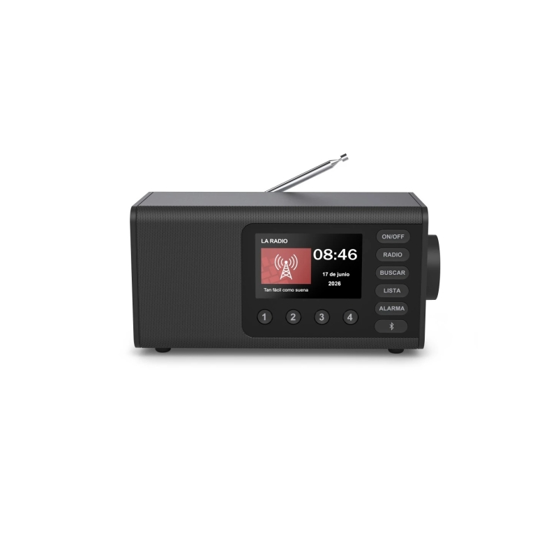 Radio numérique Hama DR1001 - Puissance 5 W - Bluetooth - Prise jack 3,5 mm - USB-C - Horloge - Écran 4,3 pouces - Câble de 180