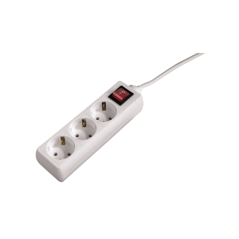 Multiprise Hama à 3 prises - Puissance maximale 3500 W - Câble de 1,4 m - Blanche