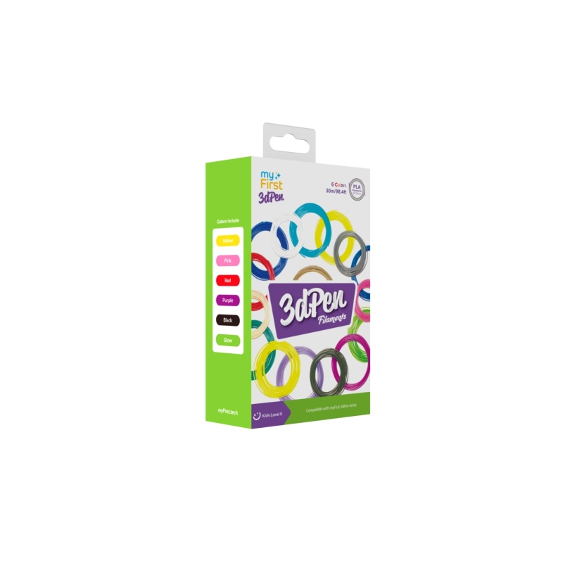 Recharge de filament MyFirst - Pack de 5 recharges de filament pour stylo 3D Artist - Couleurs froides : bleu, bleu clair