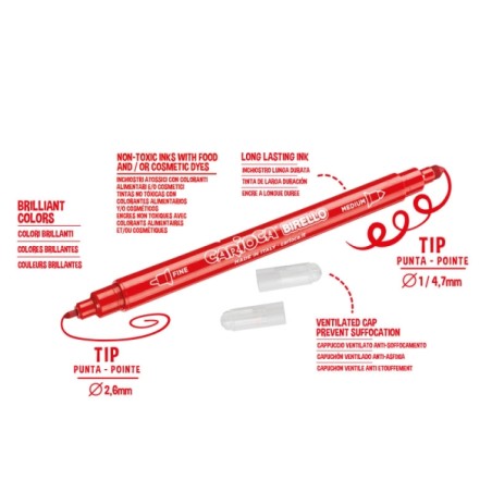 Marqueurs double pointe Carioca Birello - Lot de 12 - Lavables