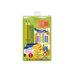 ✅ Pack scolaire Bismark avec 6 marqueurs de couleur, 2 crayons géants, une règle flexible de 15 cm, un taille- en stock
