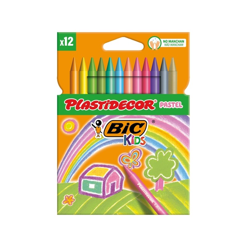 Crayons de cire pastel Bic Kids Plastidecor x12 - Extra forts