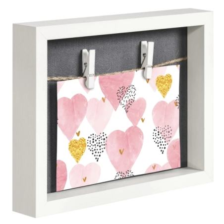 Cadre photo mural Hama avec cordon - Bois MDF - 21,5 x 16,5 x 3,2 cm - Blanc