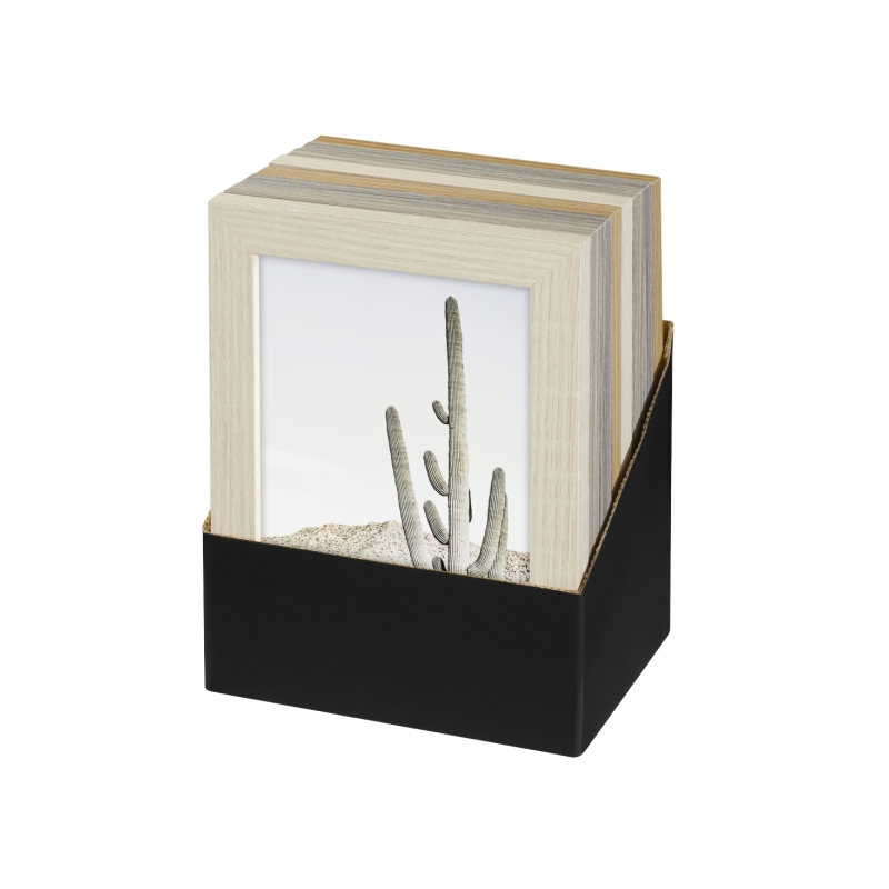 Présentoir Hama Nature avec 8 cadres photo 13 x 18 cm (format portrait) - Bois MDF - 16 x 21 x 1,3 cm - Couleurs assorties