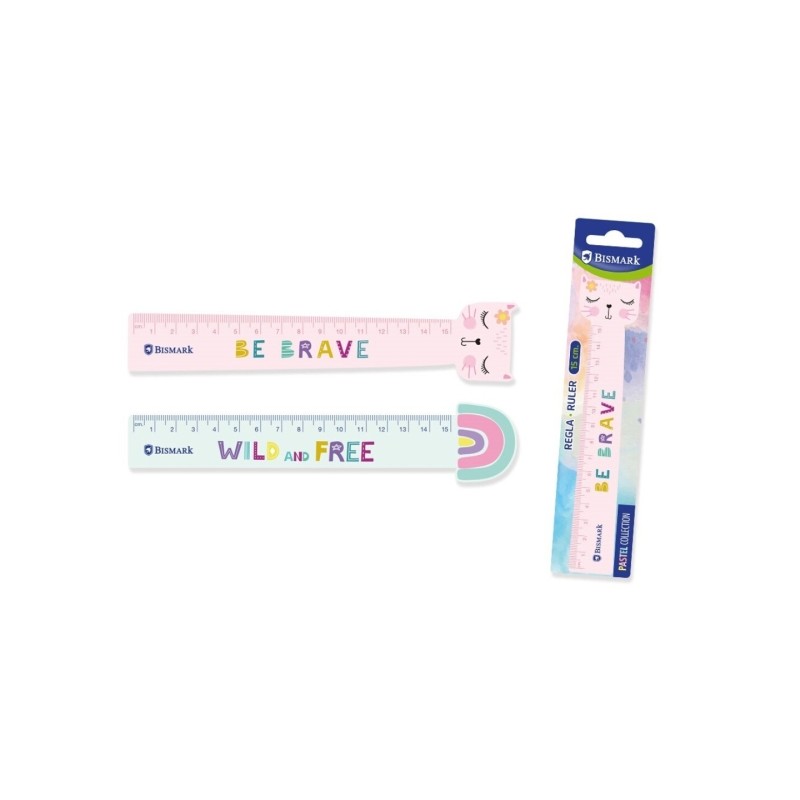 LOT de 24 Règle Bismark 15 cm avec phrases de motivation décoratives - En plastique - Idéale pour l'école - 2 modèles différents