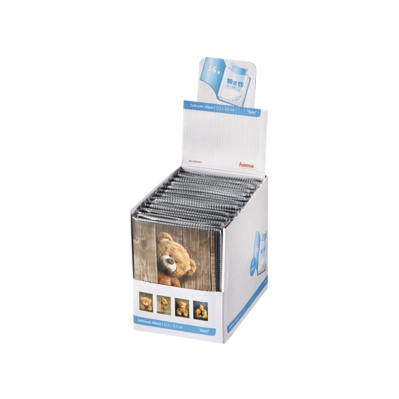 Présentoir Hama pour 24 albums photo - Capacité : 36 photos 10x15 cm - Couverture souple - Insertion par le haut - 12,5x16,5 cm