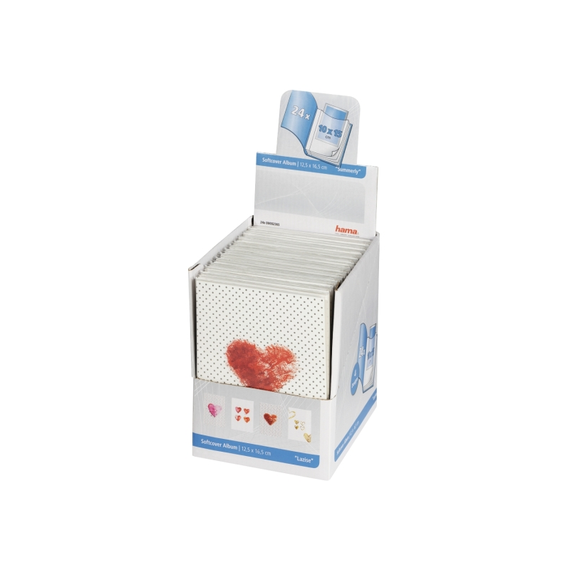 Présentoir Hama pour 24 albums photo - Capacité : 24 photos 10x15 cm - Couverture souple - Insertion par le haut - 12,5x16,5 cm