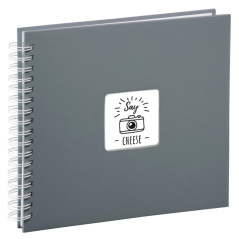 Album photo à spirale Hama Fine Art - 50 pages blanches - Couverture en papier - 28 x 24 cm - Gris