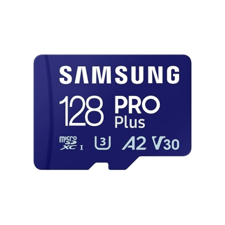Carte microSDXC Samsung PRO Plus 128 Go UHS-I U3 A2 V30 Classe 10 avec adaptateur SD