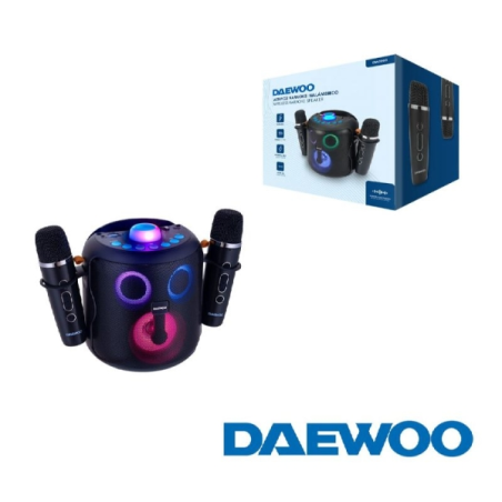Enceinte karaoké portable Bluetooth 5.4 Daewoo DW3008 15 W - 2 microphones sans fil - Lumières LED - Radio FM - USB/SD/Aux