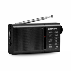 Radio analogique portable AM/FM Daewoo DW1119 - Haut-parleur intégré - Écouteurs inclus - Antenne télescopique - Sortie jack