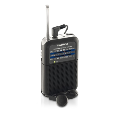 Radio portable AM/FM Daewoo DW1008 - Antenne télescopique et syntonisation analogique précise - Haut-parleur intégré - Prise