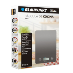 Balance de cuisine numérique Blaupunkt BP4012 5 kg avec plateau en verre - Écran LCD rétroéclairé - Fonction tare - Haute