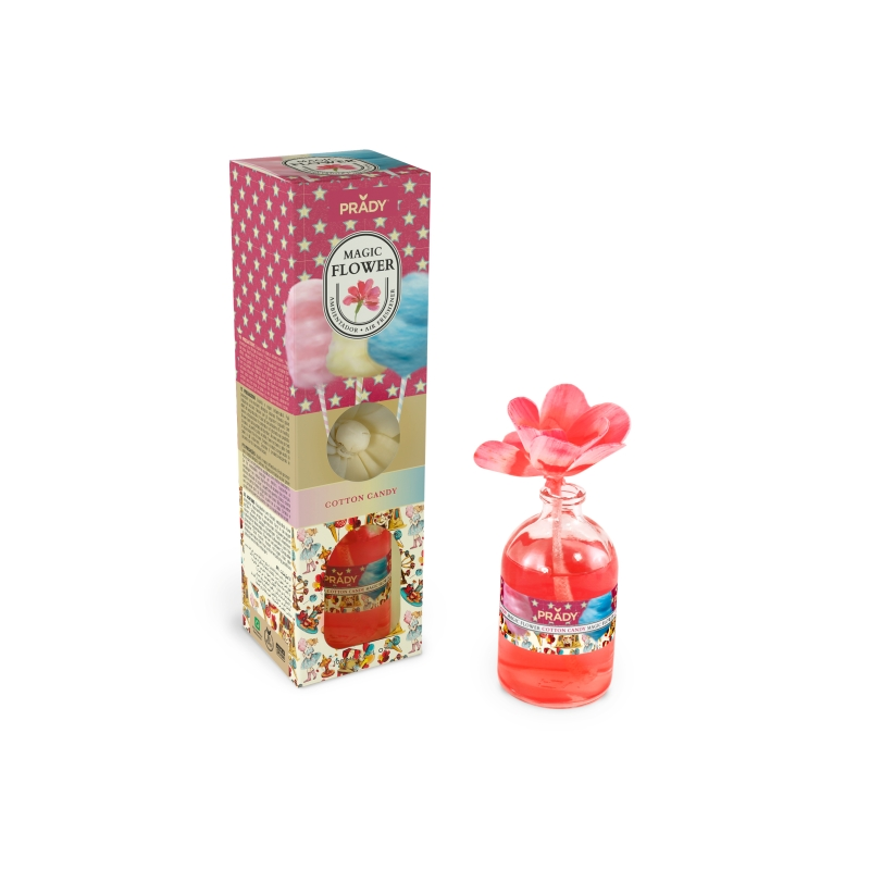 Désodorisant Prady Magic Flower Barbe à Papa - Flacon en verre 100 ml
