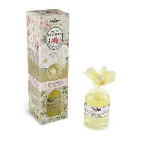Désodorisant d'ambiance Prady Magic Flower Gardenia Garden - Flacon en verre de 100 ml