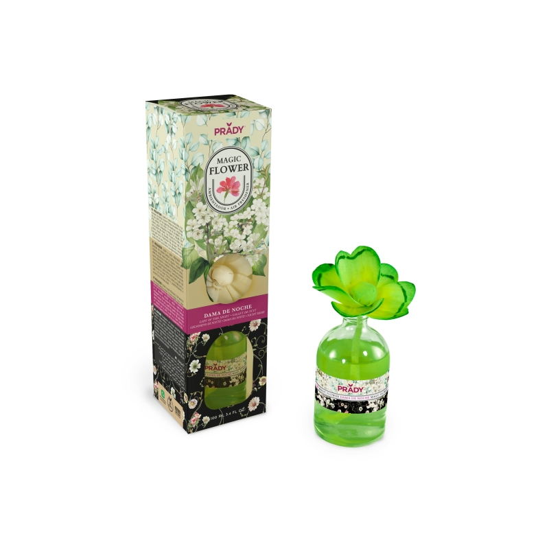 Désodorisant d'ambiance Prady Magic Flower au jasmin nocturne - Flacon en verre de 100 ml